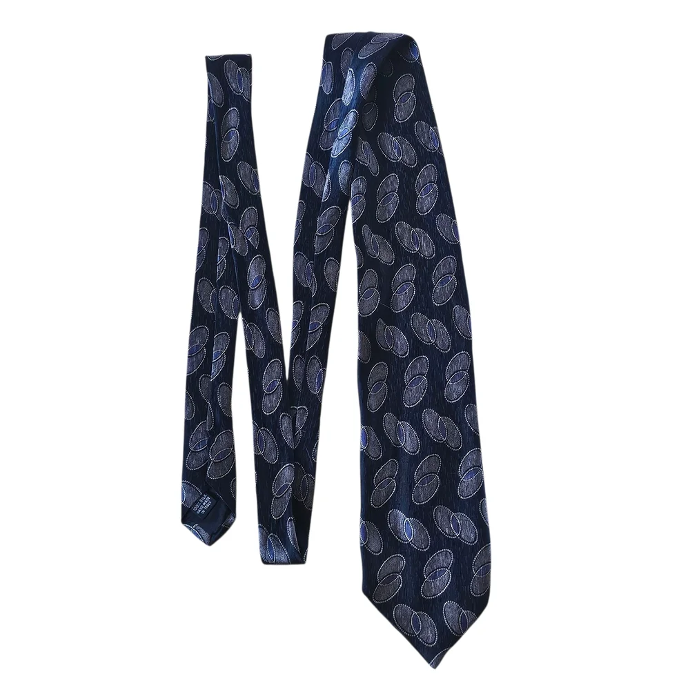 Paco Rabanne Paris Men's Silk Tie – Black Purple Gold Abstract Pattern Designer